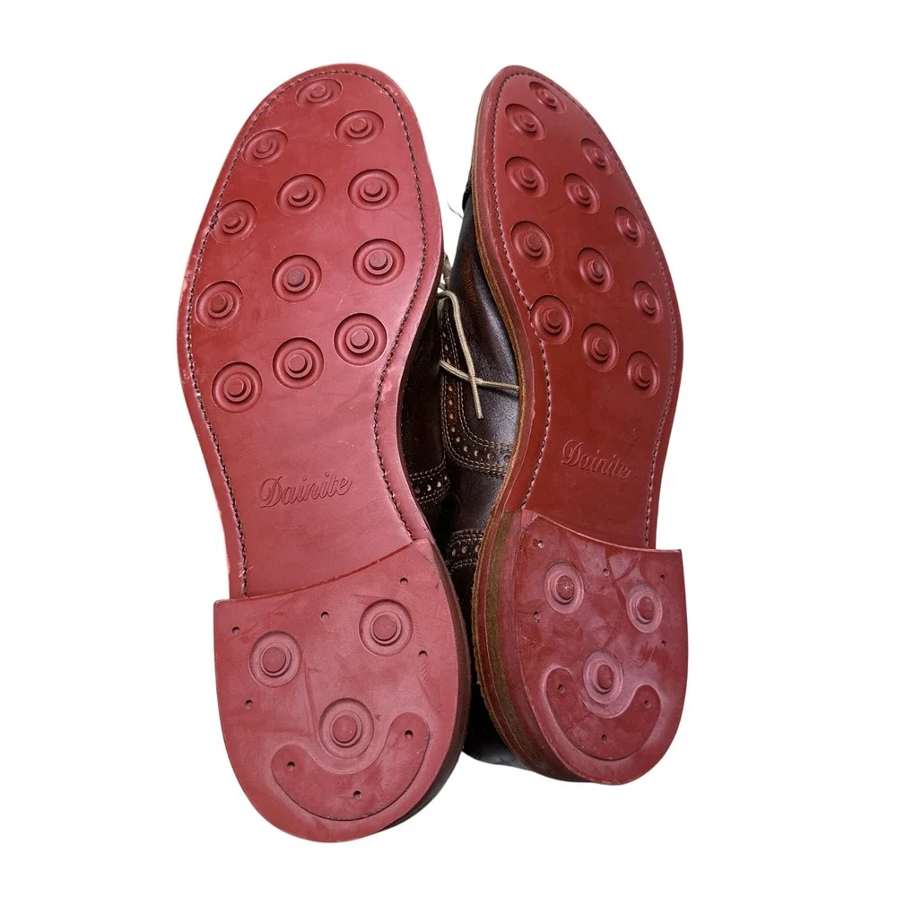 Allen Edmonds Strandmok Oxfords Mens 10 Brown Leather Brogue Red Dainite Sole